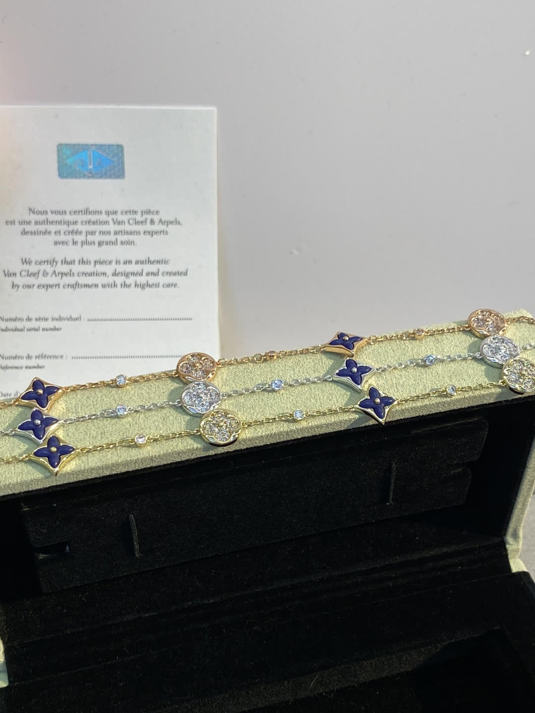 Louis Vuitton Silver Bracelet with Blue Enamel and Diamonds